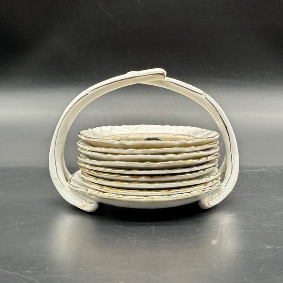 Vintage Coaster Set Cross Stitch Look Kitschy Proverbs 50s Ardalt Japan Cottage - Picture 4 of 11